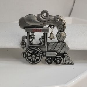 Vintage Silver Train Ornament with Bell Accent